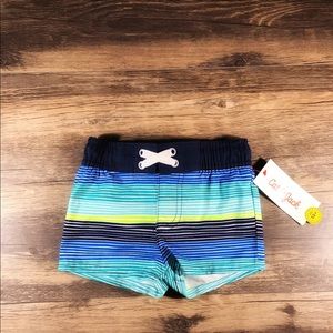 Cat & Jack Boys Blue Hue Striped Swim Trunks